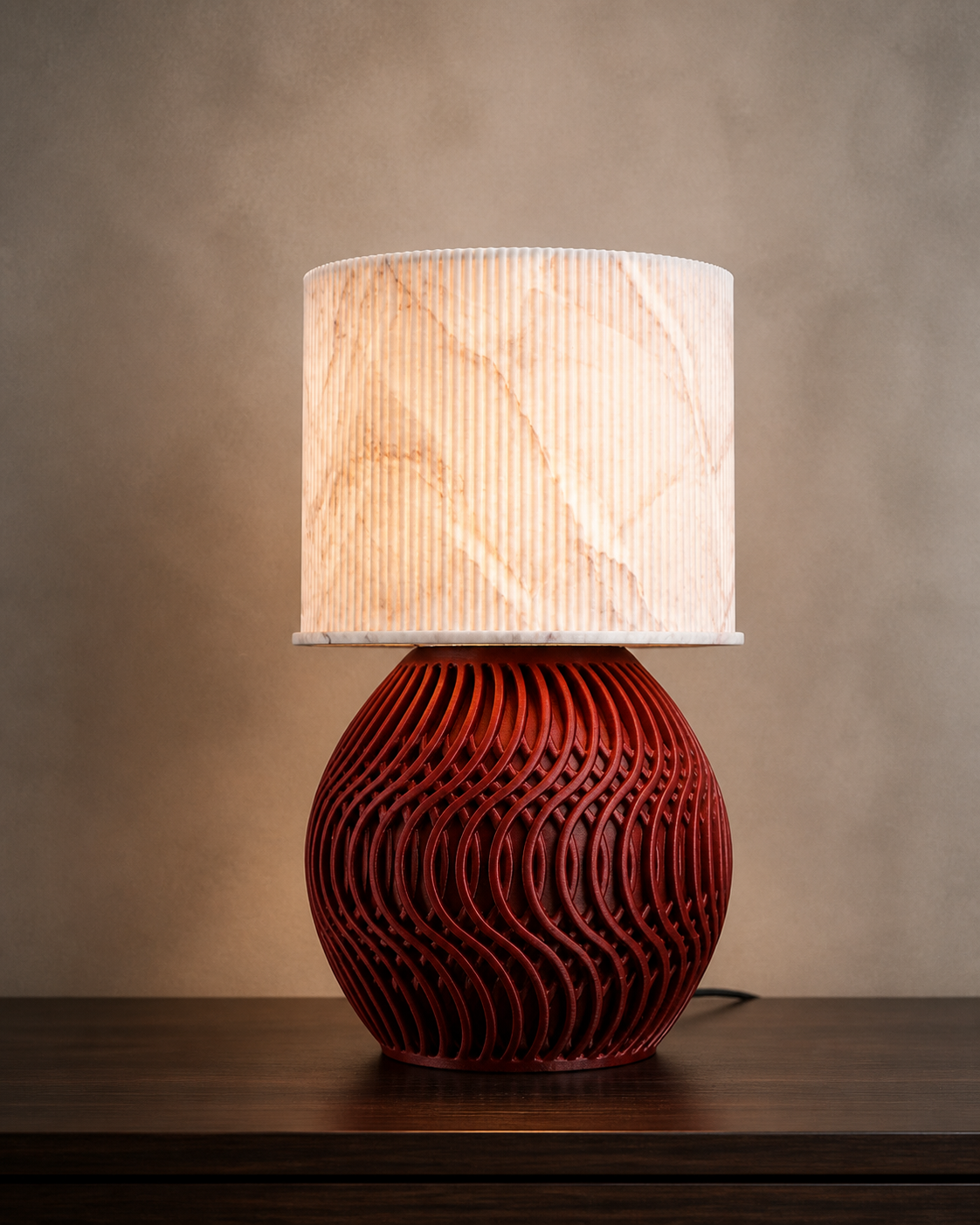 Luminária de mesa Luxury com base bordô